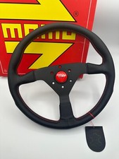 MOMO MonteCarlo 350mm 14' Genuine Leather Thickened Spoke Steering Wheel Black picture