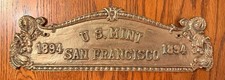 Vintage Cast Brass U.S. Mint San Francisco 1894 Wall Plaque Sign Heavy 15” picture