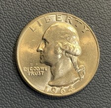 1964-D Washington Quarter – 90% Silver Coin - Brilliant Uncirculated Silver picture
