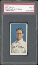1909-11 T206 Hal Chase Portrait Blue Background PSA 3 VG Sweet Caporal YANKEES picture