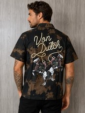 Von Dutch Rodeo Dual Cuban Short Sleeve Button Up Shirt Men's Size M NWT picture
