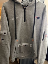 New England Patriots NFL Football Gray Pullover Hoodie Front Pocket picture