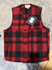 Filson Mackinaw Wool Vest Buffalo Plaid Red Black Small Made USA Classic NWT picture