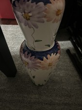 Vintage Pier 1 Floral Vase from Portugal Pink Yellow Blue Green Purple Set Of 2 picture