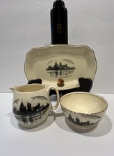 ROYAL WINTON GRIMWADES DISH, CREAMER, SUGAR Detroit skyline from Windsor, Canada picture
