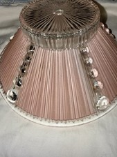 1930s-40s Art Deco Pink &clear Fluted Glass Light fixture shade picture