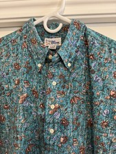 Y2K Reyn Spooner Men’s 2XL Aqua Blue Hawaiian Aloha Shirt Floral Cotton Blend picture