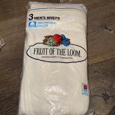 Vtg 1984 Fruit of the Loom Men’s Briefs 3 Pack Medium 34-36 White Underwear NOS picture