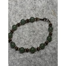 #20. Vintage Green Jade Beaded Bracelet picture