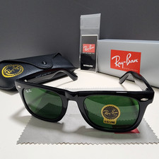 Ray-Ban RB2140 Wayfarer Sunglasses Gloss Black Frame Glass Green Lens 54-18 mm picture