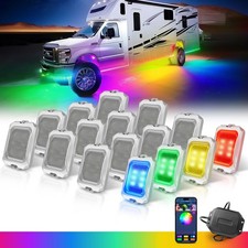 16 Pods RGB-IC LED Rock Lights Multi Color Underglow Neon Kit Bluetooth Control picture
