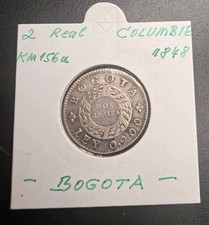 1848 Colombia 2 Reales Bogotá Silver Nueva Granada KM#105 C-156a High Grade picture