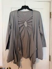 Gray Sequin Top Woman Within Plus 2X (26/28) picture