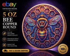 STUNNING Honeycomb Bee High Relief 5 Oz 0.999 Fine Copper Round picture