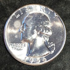 1956 Washington SilverQuarter - Original Uncirculated - High Quality Scans #P603 picture