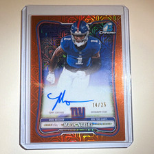 Malik Nabers New York Giants Orange Chrome Autograph Card #14/25 picture