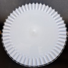 VINTAGE FENTON ART GLASS MILK WHITE SILVER CREST PEDESTAL CAKE PLATE picture