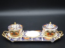ANTIQUE ROYAL CROWN DERBY IMARI DOUBLE INKWELL SET NOTTINGHAM ROAD 1806-1825 picture