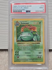1999 POKEMON BASE SET SHADOWLESS VENUSAUR HOLO RARE PSA 9 MINT 15/102 WOTC #15 picture