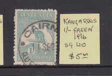 1916 Kangaroos 3rd Watermark 1/- green SG40  fine used. Going Cheap picture