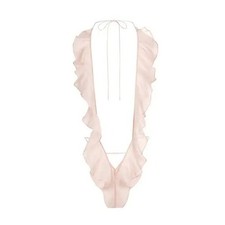 Skims Romance Deep Plunge Teddy SL-THG-8571W Light Fawn XL Pink Ruffle Bodysuit picture