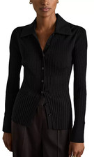 Reiss women's Jenna Black Knit Top Shirt - size XS - retail $210 picture