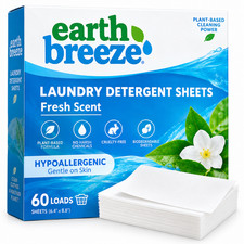 Earth Breeze Laundry Detergent Sheets Hypoallergenic Fresh Scent 60 Loads New picture