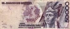MEXICO 50000 50 000 PESOS 1986 P 93. VF CONDITION. 6RW 03OCT picture