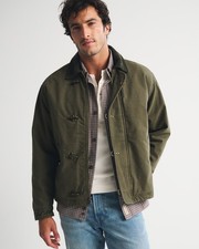 Sale Abercrombie & Fitch Men's Canvas Fireman Clasp Jacket Olive picture