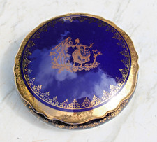 ENRIC LIMOGES Cobalt Blue/Gold  Porcelain Trinket box, Made In France picture
