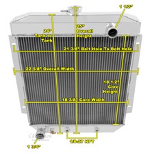 JR Champion 2 Row All Aluminum Radiator for 1954 - 1956 Ford Skyliner V8 Engine picture