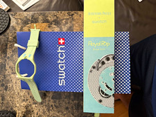 Swatch Royal Pop Blaue Acht Quartz 41mm Blue Dial Green Rubber Strap Box picture