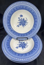 VTG Set Of 4 Churchill OUT of the BLUE Rimmed Soup Bowls 9