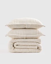 Quince 100% Organic Cotton Channel Stitch Coverlet Set King/Cal King Undyed NWOT picture