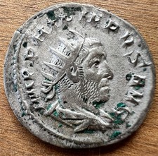 PHILIPPUS GENUINE ROMAN COIN SILVER ANTIQUE IMPERIAL MONEY ROMA FIDES ARMY picture