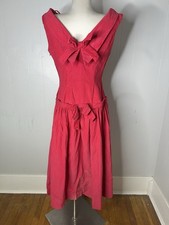 Vintage 1940s Pink Corduroy Bow Back Dress picture