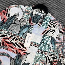 Caribbean Shirt Mens XLT Extra Large Tall White Floral Short Sleeve Button New picture