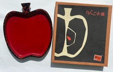 Vintage Japanese Tsugaru Nuri Lacquer Apple Shaped Plate with Original Box picture