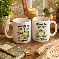 Cute Frog Coffee Mug | Whimsical Frog Illustration Ceramic Mug picture