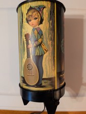 Vintage 1960s Eden Big Eye Harlequin Girls 4-Sided Cylindrical Table Lamp TESTED picture