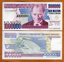 Turkey, 1,000,000 (1000000) Lira, L. 1970 (2002) P-213, UNC Hyperinflation picture