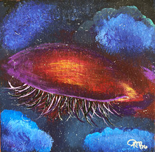 Original Painting Kiss My Eyes OOAK Color Shift Starry Eye 12x12 picture