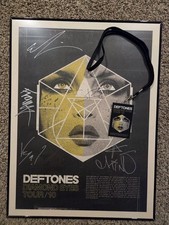 Signed Deftones Diamond Eyes Tour 2010 Poster Framed w/VIP Laminate ~18x24 picture