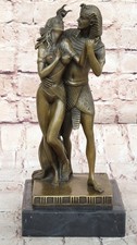 EXTREMELY FINE HAND FORGED  DETAILED VINTAGE BRONZE SCULPTURE ROYAL EGYPTIAN NR picture