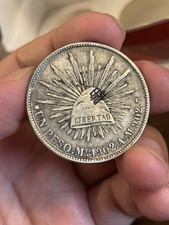 1902 Mo AM Mexico UN Peso Silver Coin Chopmarked picture