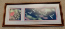 Sharon Wald Original Scratchboard ART Print Signed Hummingbird Vintage picture