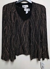 2pc Ronni Nicole By Ouida Blk & Gold Metallic Evening Jacket & Top Large  NWT picture