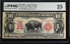 1901 $10 Legal Tender Note Bison Mule Fr. 121m - PMG 25 Comments picture