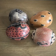 Set of 4 Kenyan Stone Egg Hand-crafted & Hand Painted Unique African Patterns picture