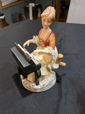 Vintage Fugi Japan Music Box-Woman Playing Piano.  Tested, Works picture